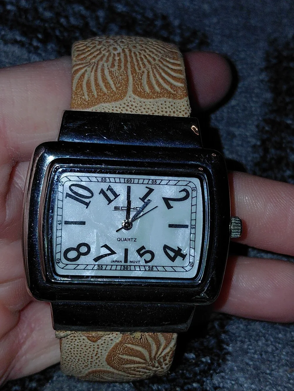 ECHO Vintage Rectangular Quartz Watch Floral Cuff Band Y2K Boho Retro CC
